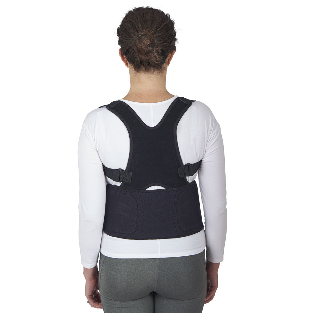 Bioposture Biofeedbac back corrector posture alignment on female model back view